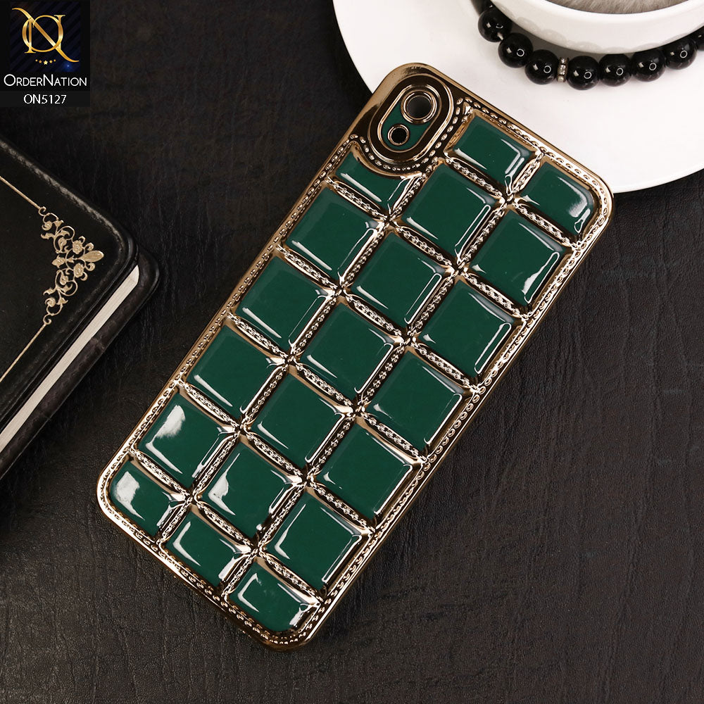 Vivo Y90 Cover - Green - New Trendy 3D Electroplating Square Grid Design Soft TPU Case