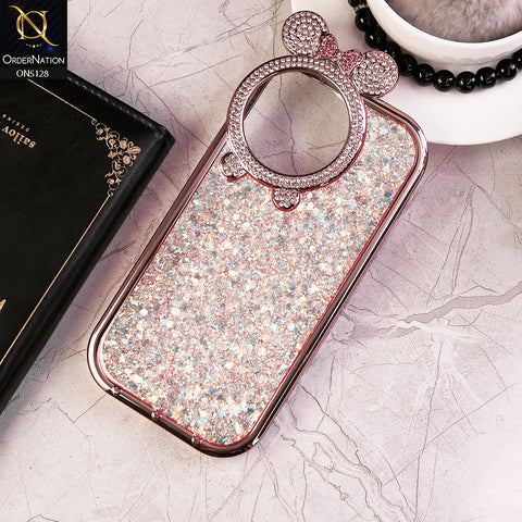 iPhone 13 Pro Max Cover - Pink - New Shiny Rhinestones Round Camera Ring Bling Glitter Soft Silicon Case (Glitter Does Not Move)