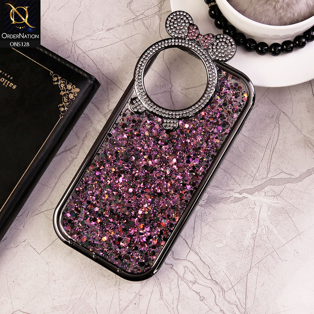 iPhone 13 Pro Max Cover - Purple - New Shiny Rhinestones Round Camera Ring Bling Glitter Soft Silicon Case (Glitter Does Not Move)