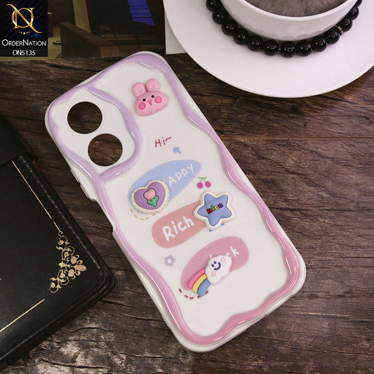 Oppo A58 4G Cover - Design 2 - Cute 3D Cartoon Soft Silicon Helix Soft Borders Camera Protection Case