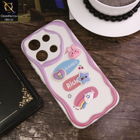 Xiaomi Redmi Note 13 Cover - Design 2 - Cute 3D Cartoon Soft Silicon Helix Soft Borders Camera Protection Case