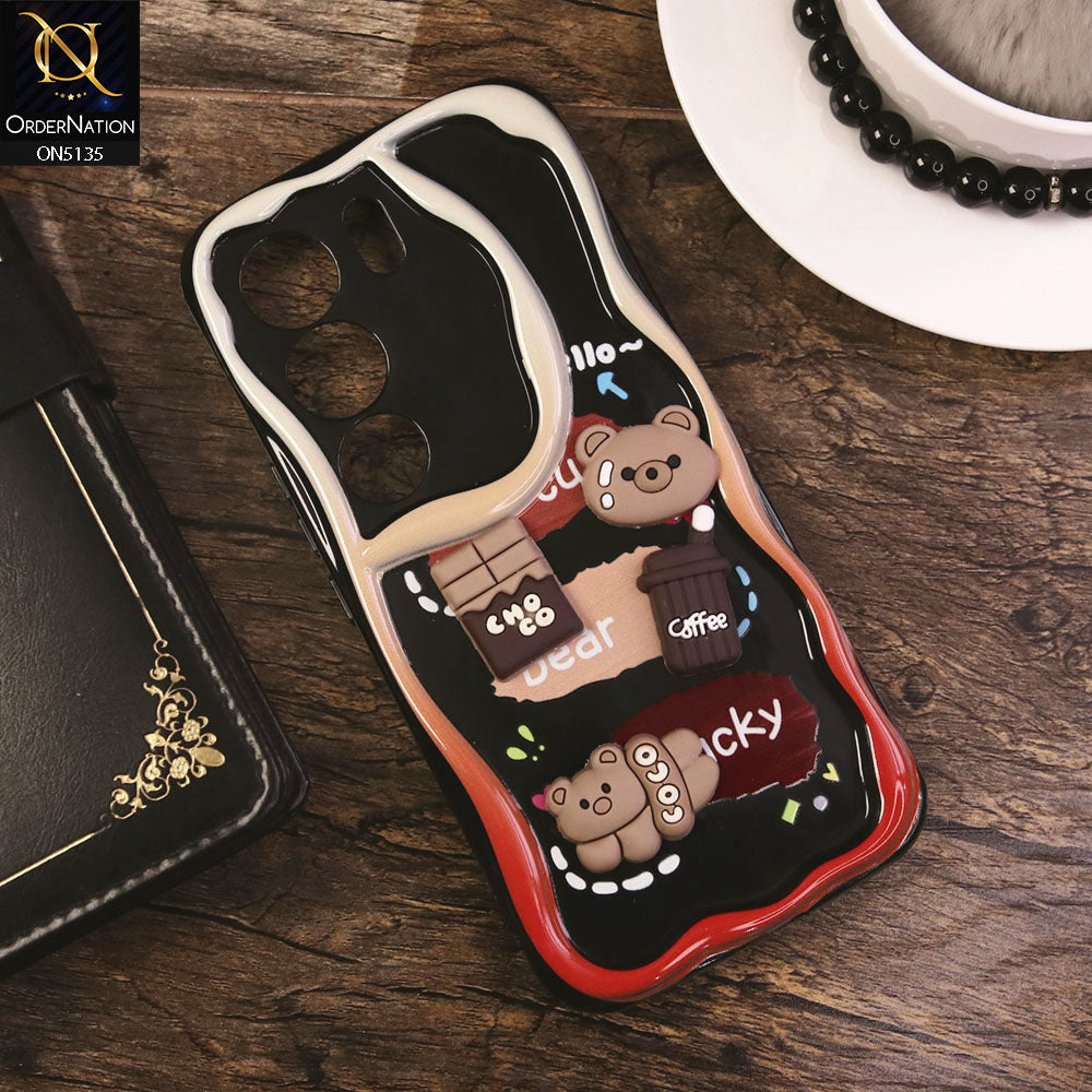 Vivo V29 Cover - Design 1 - Cute 3D Cartoon Soft Silicon Helix Soft Borders Camera Protection Case