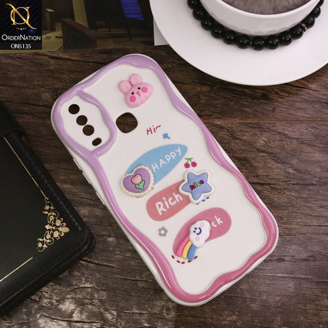 Vivo Y12 Cover - Design 2 - Cute 3D Cartoon Soft Silicon Helix Soft Borders Camera Protection Case