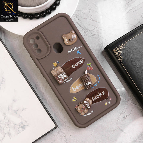 Samsung Galaxy A11 Cover - Brown - Trendy 3D Cute Cartoon And Coffee Chocolate Soft Silicon Shockproof Case With Camera Protection