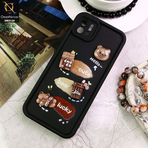 Oppo A16e Cover - Black - Trendy 3D Cute Cartoon And Coffee Chocolate Soft Silicon Shockproof Case With Camera Protection