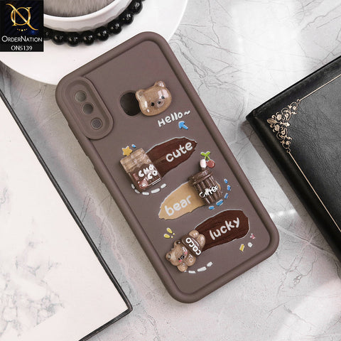 Samsung Galaxy M10s Cover - Brown - Trendy 3D Cute Cartoon And Coffee Chocolate Soft Silicon Shockproof Case With Camera Protection