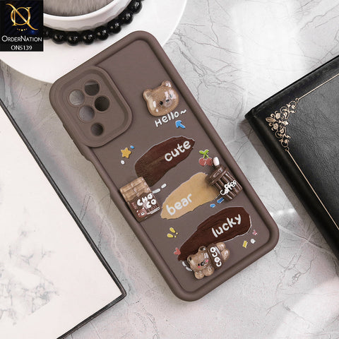 Samsung Galaxy A22 Cover - Brown - Trendy 3D Cute Cartoon And Coffee Chocolate Soft Silicon Shockproof Case With Camera Protection