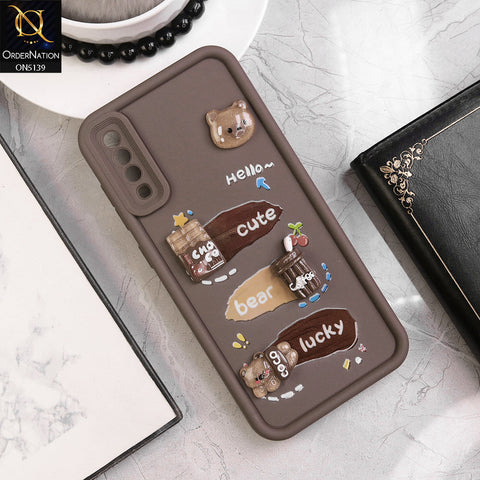 Samsung Galaxy A50s - Brown - Trendy 3D Cute Cartoon And Coffee Chocolate Soft Silicon Shockproof Case With Camera Protection