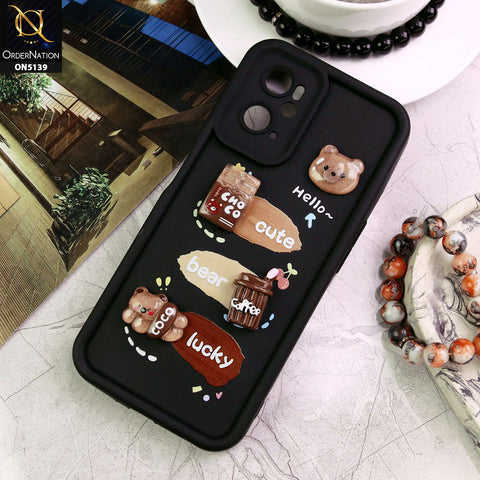 Oppo A36 Cover - Black - Trendy 3D Cute Cartoon And Coffee Chocolate Soft Silicon Shockproof Case With Camera Protection