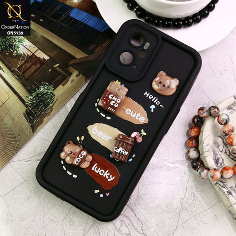 Oppo A96 4G Cover - Black - Trendy 3D Cute Cartoon And Coffee Chocolate Soft Silicon Shockproof Case With Camera Protection