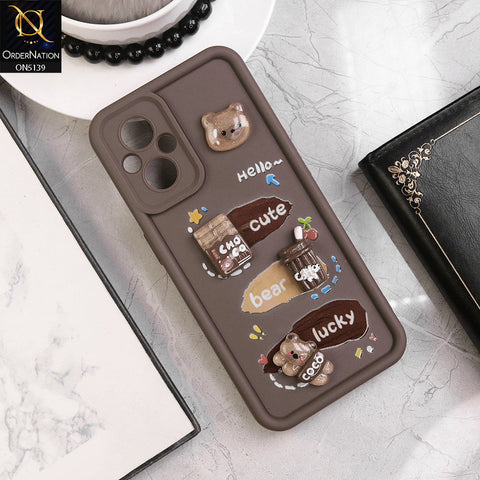 Oppo Reno7 Z 5G Cover - Brown - Trendy 3D Cute Cartoon And Coffee Chocolate Soft Silicon Shockproof Case With Camera Protection