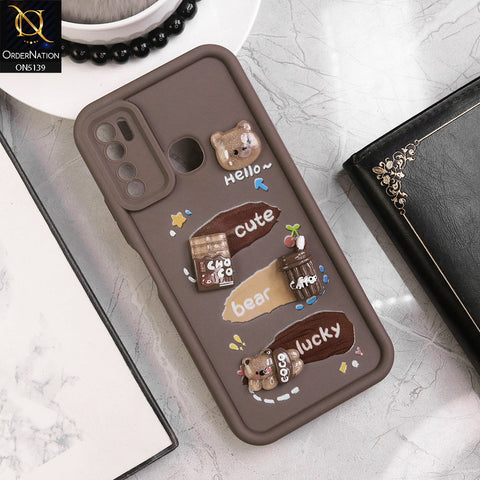 Tecno Camon 15 - Brown - Trendy 3D Cute Cartoon And Coffee Chocolate Soft Silicon Shockproof Case With Camera Protection