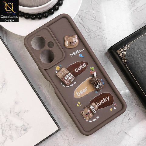 Tecno Camon 19 Pro - Brown - Trendy 3D Cute Cartoon And Coffee Chocolate Soft Silicon Shockproof Case With Camera Protection