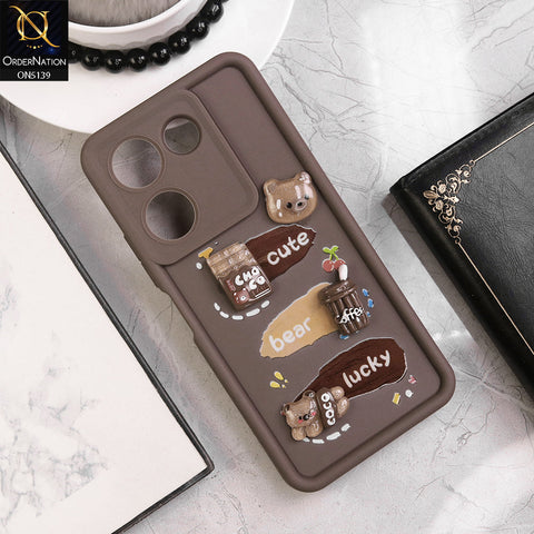 Tecno Camon 20 Pro - Brown - Trendy 3D Cute Cartoon And Coffee Chocolate Soft Silicon Shockproof Case With Camera Protection