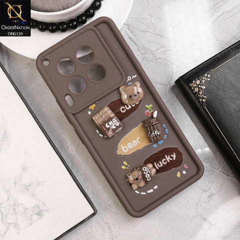 Tecno Camon 30 - Brown - Trendy 3D Cute Cartoon And Coffee Chocolate Soft Silicon Shockproof Case With Camera Protection