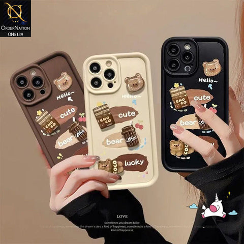 Samsung Galaxy A32 Cover - Black - Trendy 3D Cute Cartoon And Coffee Chocolate Soft Silicon Shockproof Case With Camera Protection