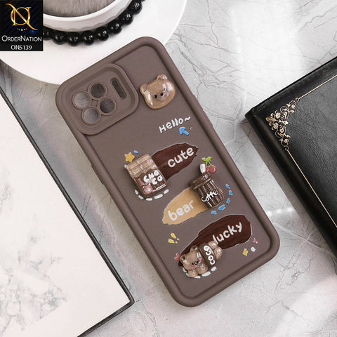 Oppo F17 Pro Cover - Brown - Trendy 3D Cute Cartoon And Coffee Chocolate Soft Silicon Shockproof Case With Camera Protection