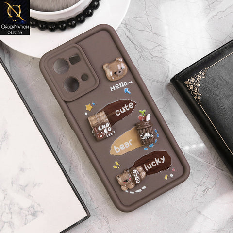 Oppo Reno 7 4G Cover - Brown - Trendy 3D Cute Cartoon And Coffee Chocolate Soft Silicon Shockproof Case With Camera Protection