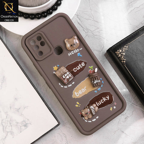 Infinix Hot 10 - Brown - Trendy 3D Cute Cartoon And Coffee Chocolate Soft Silicon Shockproof Case With Camera Protection