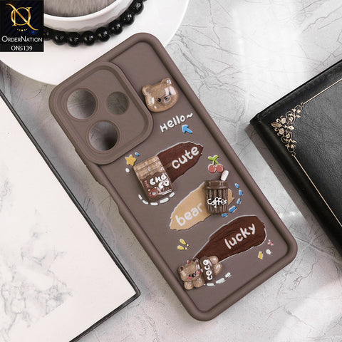 Infinix Hot 30 - Brown - Trendy 3D Cute Cartoon And Coffee Chocolate Soft Silicon Shockproof Case With Camera Protection