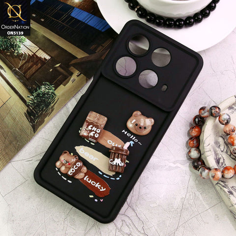 Infinix Note 40 Cover - Black - Trendy 3D Cute Cartoon And Coffee Chocolate Soft Silicon Shockproof Case With Camera Protection