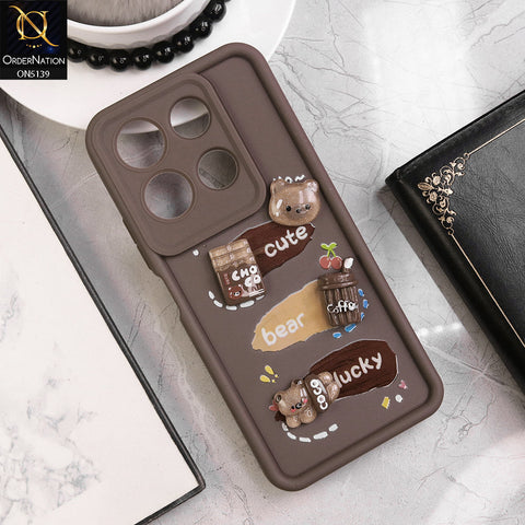 Infinix Note 30 Pro - Brown - Trendy 3D Cute Cartoon And Coffee Chocolate Soft Silicon Shockproof Case With Camera Protection