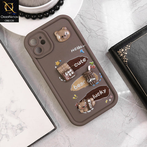 iPhone 11 - Brown - Trendy 2D Cute Cartoon And Coffee Chocolate Soft Silicon Shockproof Case With Camera Protection