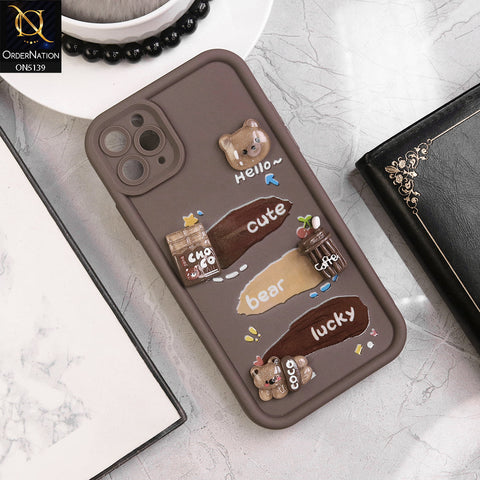 iPhone 11 Pro - Brown - Trendy 3D Cute Cartoon And Coffee Chocolate Soft Silicon Shockproof Case With Camera Protection