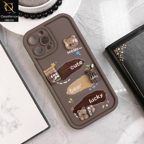 iPhone 12 Pro - Brown - Trendy 3D Cute Cartoon And Coffee Chocolate Soft Silicon Shockproof Case With Camera Protection