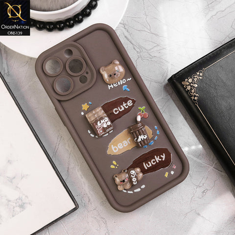 iPhone 13 Pro - Brown - Trendy 3D Cute Cartoon And Coffee Chocolate Soft Silicon Shockproof Case With Camera Protection