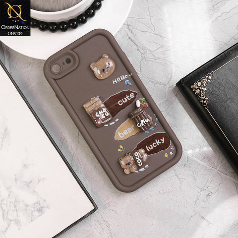 iPhone 8 / 7 - Brown - Trendy 3D Cute Cartoon And Coffee Chocolate Soft Silicon Shockproof Case With Camera Protection