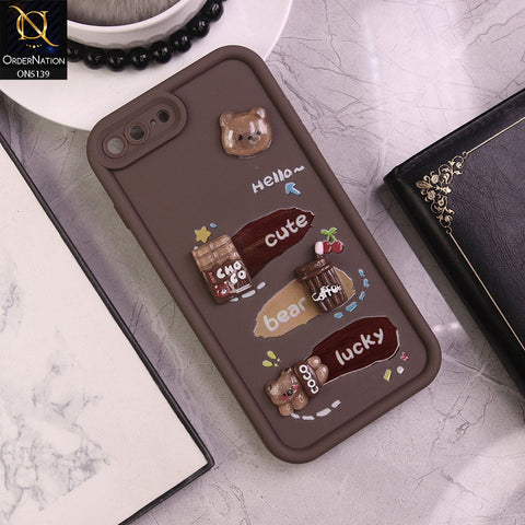 iPhone 8 Plus / 7 Plus - Brown - Trendy 3D Cute Cartoon And Coffee Chocolate Soft Silicon Shockproof Case With Camera Protection