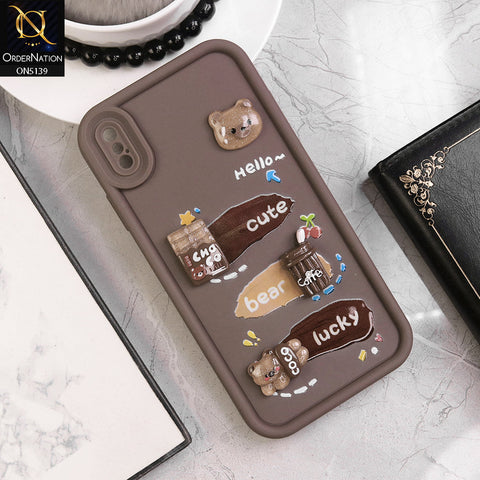 iPhone XS Max - Brown - Trendy 3D Cute Cartoon And Coffee Chocolate Soft Silicon Shockproof Case With Camera Protection