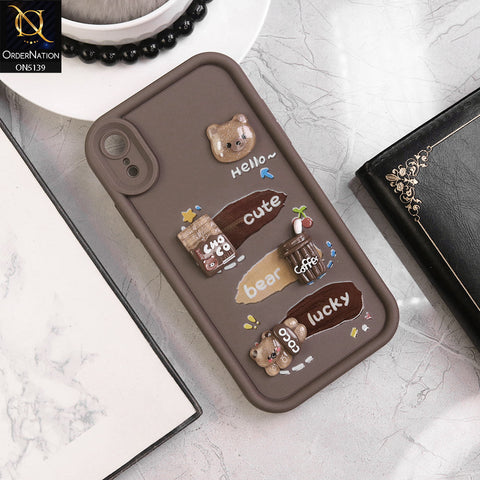 iPhone XR - Brown - Trendy 3D Cute Cartoon And Coffee Chocolate Soft Silicon Shockproof Case With Camera Protection