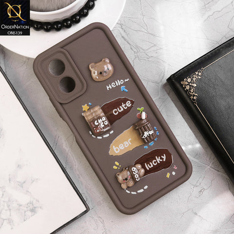 Oppo A38 Cover - Brown - Trendy 3D Cute Cartoon And Coffee Chocolate Soft Silicon Shockproof Case With Camera Protection