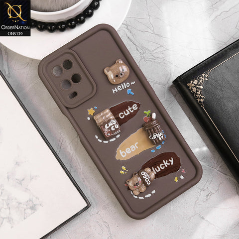 Oppo A54 4G Cover - Brown - Trendy 3D Cute Cartoon And Coffee Chocolate Soft Silicon Shockproof Case With Camera Protection