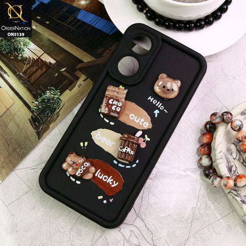 Oppo A78 4G Cover - Black - Trendy 3D Cute Cartoon And Coffee Chocolate Soft Silicon Shockproof Case With Camera Protection