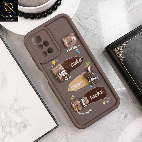 Xiaomi Redmi 10 - Brown - Trendy 3D Cute Cartoon And Coffee Chocolate Soft Silicon Shockproof Case With Camera Protection