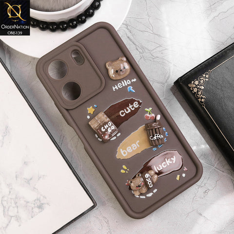 Xiaomi Poco C65 - Brown - Trendy 3D Cute Cartoon And Coffee Chocolate Soft Silicon Shockproof Case With Camera Protection