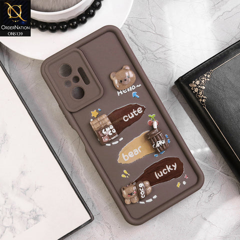 Xiaomi Redmi Note 10 Pro 4G - Brown - Trendy 3D Cute Cartoon And Coffee Chocolate Soft Silicon Shockproof Case With Camera Protection