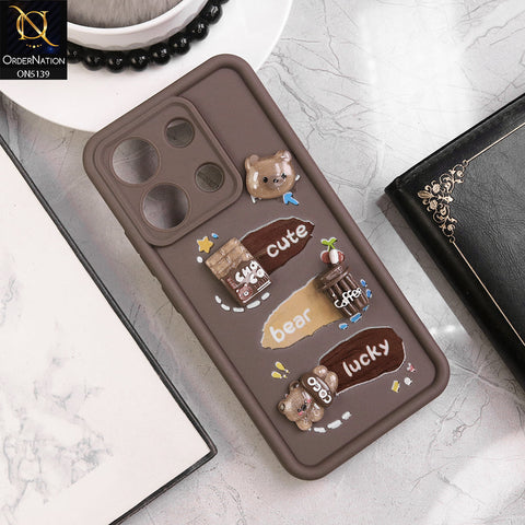 Xiaomi Redmi Note 13 - Brown - Trendy 3D Cute Cartoon And Coffee Chocolate Soft Silicon Shockproof Case With Camera Protection