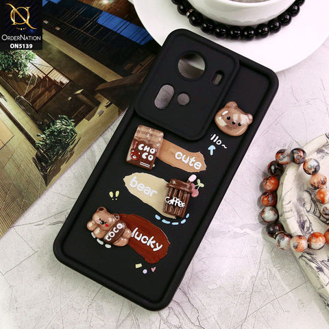 Oppo Reno 11 5G Cover - Black - Trendy 3D Cute Cartoon And Coffee Chocolate Soft Silicon Shockproof Case With Camera Protection