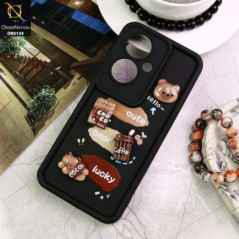 Oppo Reno 11F 5G Cover - Black - Trendy 3D Cute Cartoon And Coffee Chocolate Soft Silicon Shockproof Case With Camera Protection