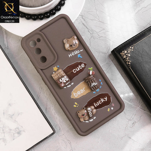 Samsung Galaxy S20 FE - Brown - Trendy 3D Cute Cartoon And Coffee Chocolate Soft Silicon Shockproof Case With Camera Protection