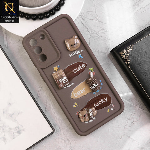 Samsung Galaxy S21 - Brown - Trendy 3D Cute Cartoon And Coffee Chocolate Soft Silicon Shockproof Case With Camera Protection