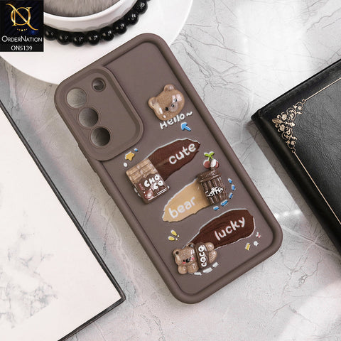 Samsung Galaxy S22 - Brown - Trendy 3D Cute Cartoon And Coffee Chocolate Soft Silicon Shockproof Case With Camera Protection