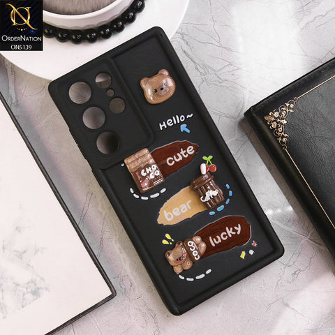 Samsung Galaxy S22 Ultra - Black - Trendy 3D Cute Cartoon And Coffee Chocolate Soft Silicon Shockproof Case With Camera Protection