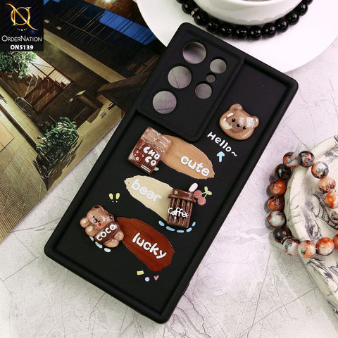 Samsung Galaxy S24 Ultra Cover - Black - Trendy 3D Cute Cartoon And Coffee Chocolate Soft Silicon Shockproof Case With Camera Protection