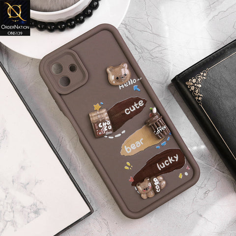 Samsung Galaxy M13 5G Cover - Brown - Trendy 3D Cute Cartoon And Coffee Chocolate Soft Silicon Shockproof Case With Camera Protection