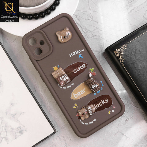 Samsung Galaxy A05 Cover - Brown - Trendy 3D Cute Cartoon And Coffee Chocolate Soft Silicon Shockproof Case With Camera Protection